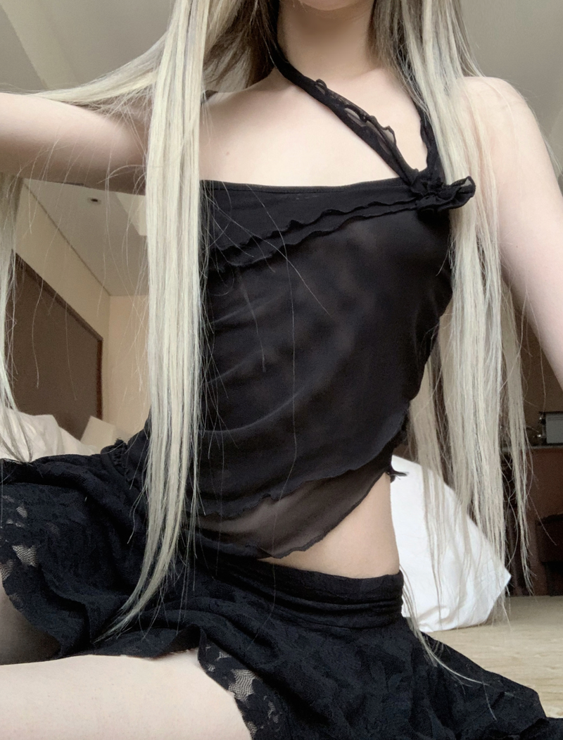 suzen(スゼン)の「Rabian Frill Rose Top (black)(Tops)」