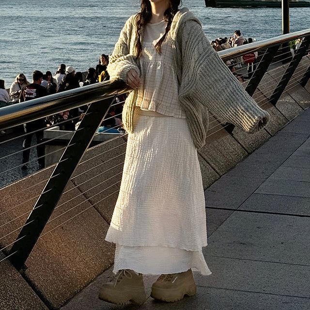 hijjoo（ハイチュー）の「Reel Linkle Cancan Layered Long Skirt (1 color)（Skirts）」