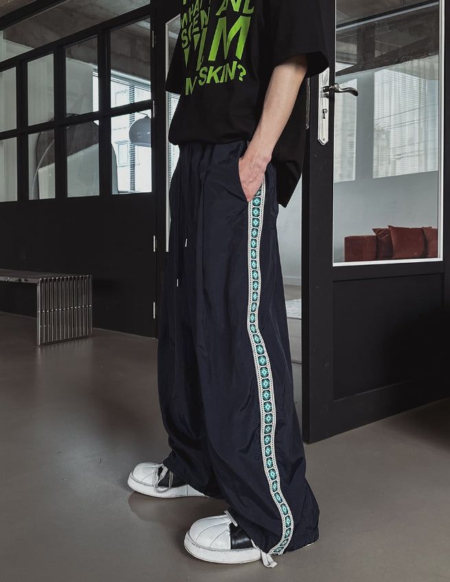 Route Track Color Matching Wide Pants