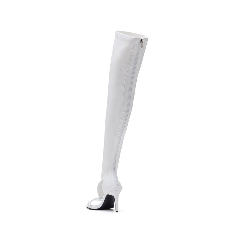 Side Cut-Out Open Toe Boots Heel(White)