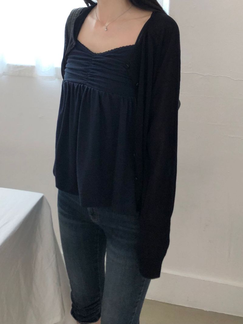 Slash linen round cardigan (4 colors)
