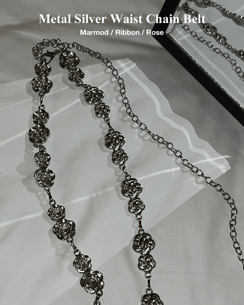 GUSTA（グスタ）の「 Metal Silver Waist Chain Belt Marmot/Ribbon/Rose (Choose 1 of 3)（Fashion Accessories）」