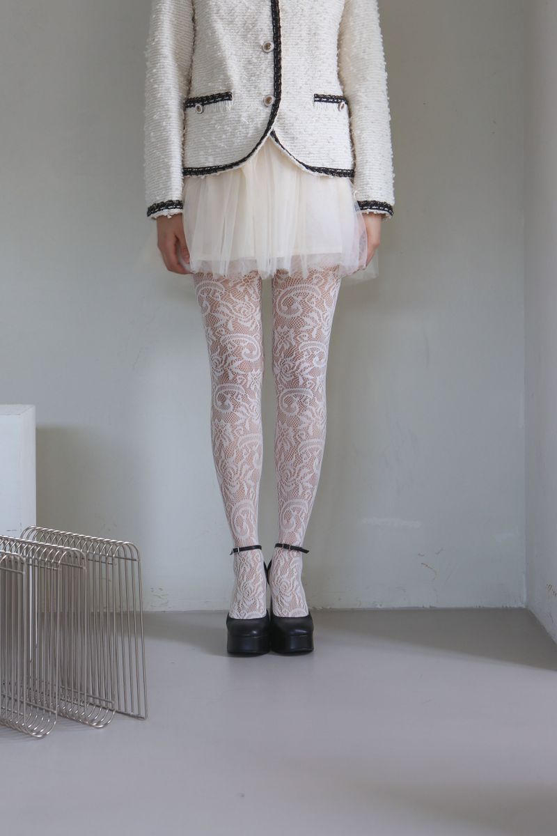 flower lace mesh tights