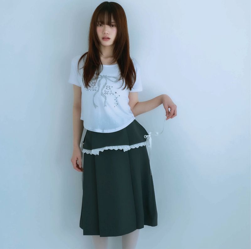 LITALMUTE（リタルミュート）の「リボンプリーツスカート (gray)（スカート）」