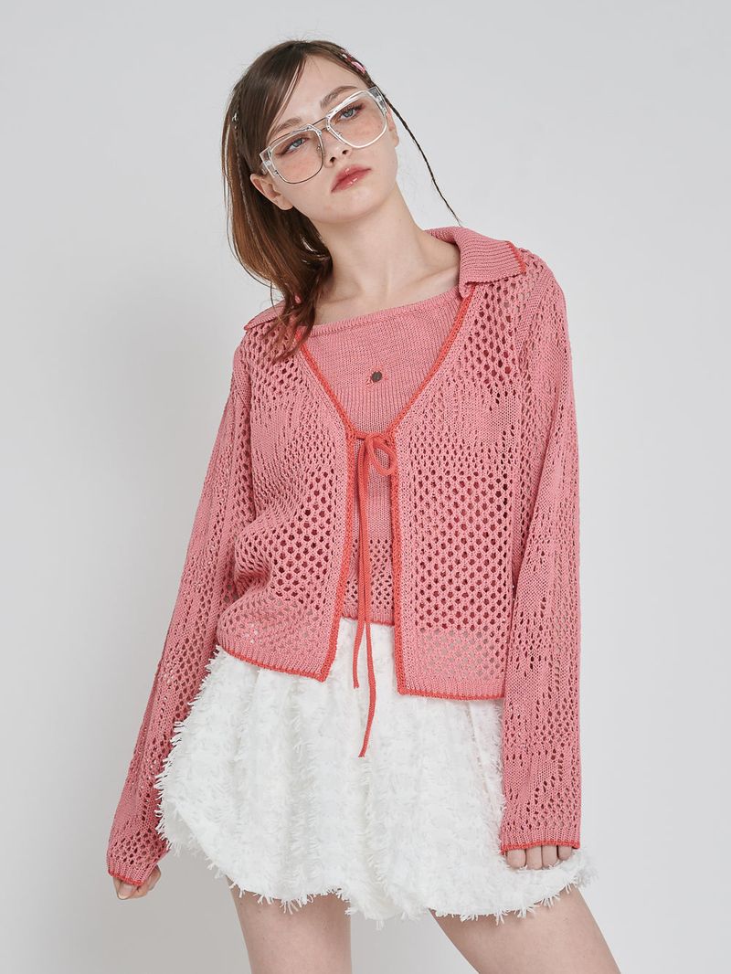 LOVE COLLAR KNIT CARDIGAN_PINK