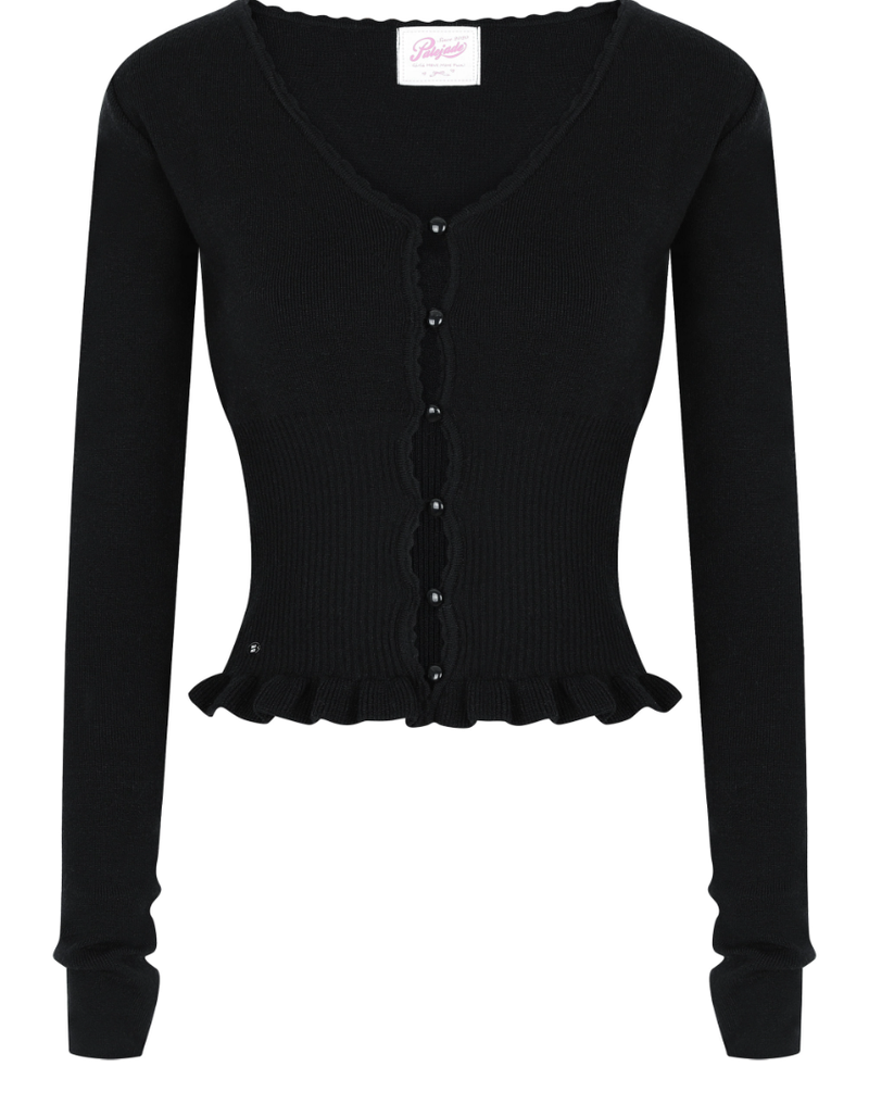 Pearl Button Frill Knit Cardi