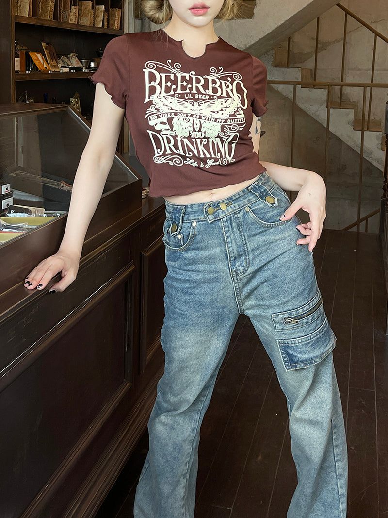 heenytsuki（ヒニツキ）の「y2k vintage denim zipper high-waist pants（Pants）」
