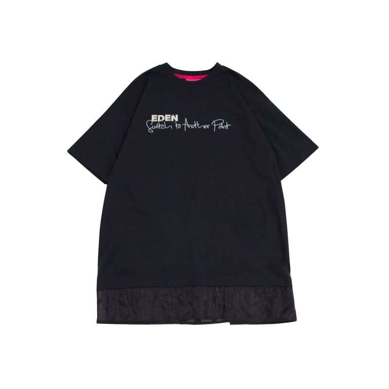 SWITCH123（スウィッチワンツースリー）の「レースレイヤード ショートスリーブ Tシャツドレス（レディース）_SYF1OP52BK（トップス）」