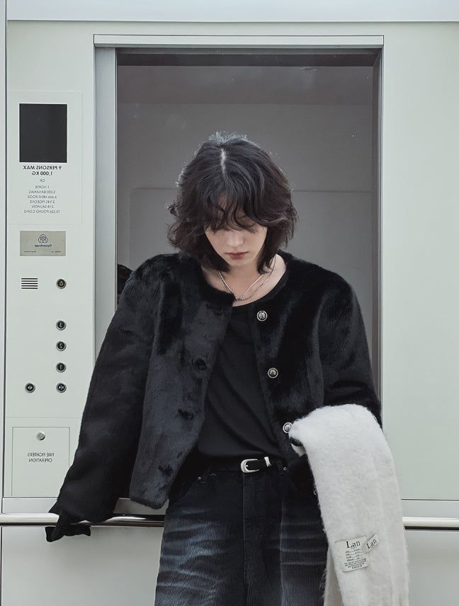 Mink reversible crop antique jacket