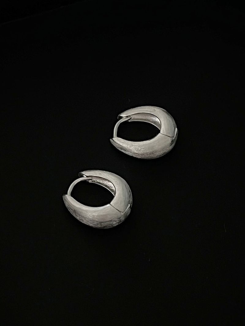(silver925) Matte one-touch earring