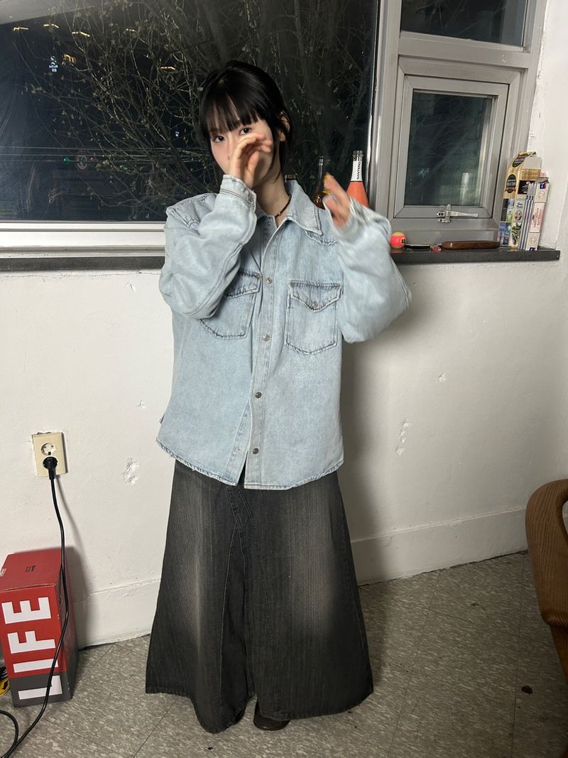 (2colors) vt washing west denim sh jacket
