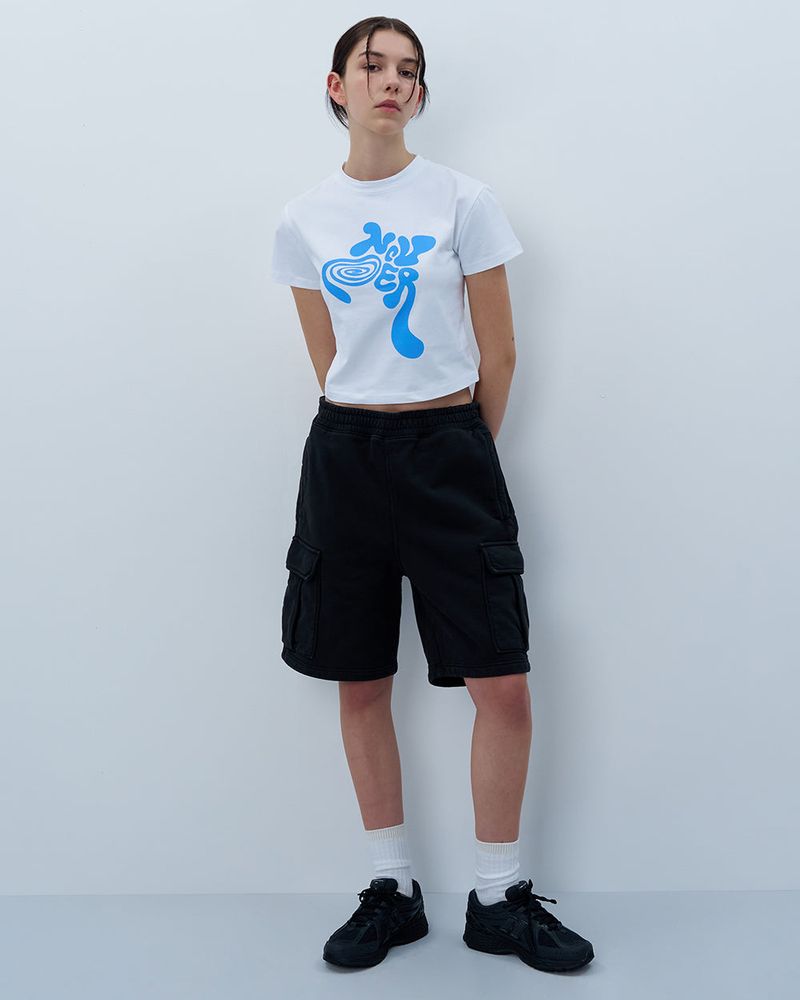 TWISTED LOGO CROP TSHIRT-WHITE
