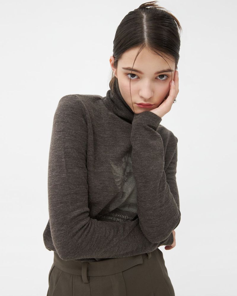 PLASTER CAST TURTLENECK KNIT-BROWN
