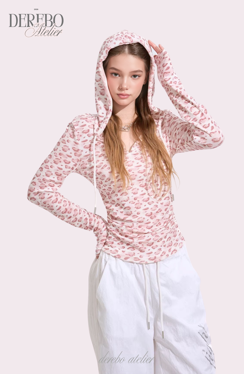 Pink Bly Leopard Hoodie Long Sleeve T-Shirt