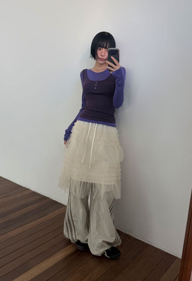 CURVED TRACK NYLON PANTS