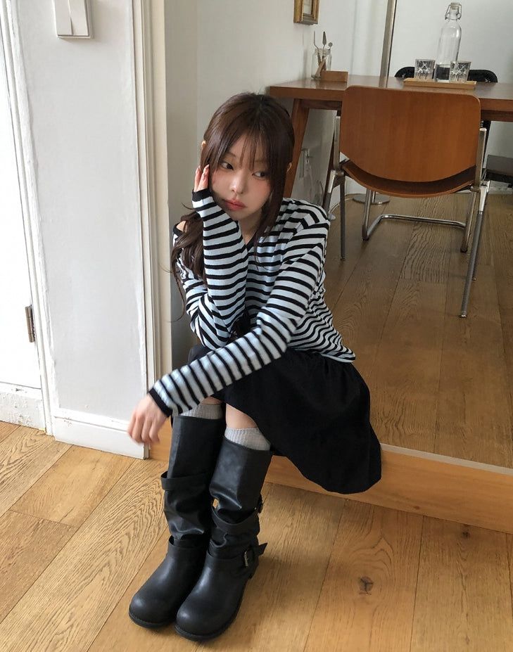 Huring Double Button Balloon Midi Skirt