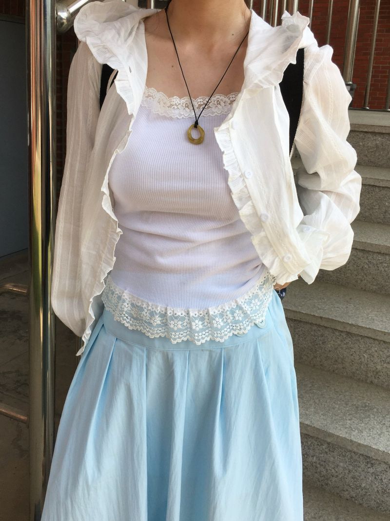 RITCORE（リットコア）の「Romantic Frill Sheer Summer Hoodie (2c)（Tops）」
