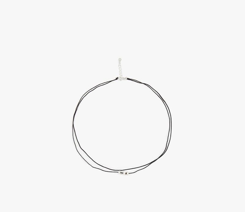 Two line triple ring choker necklace