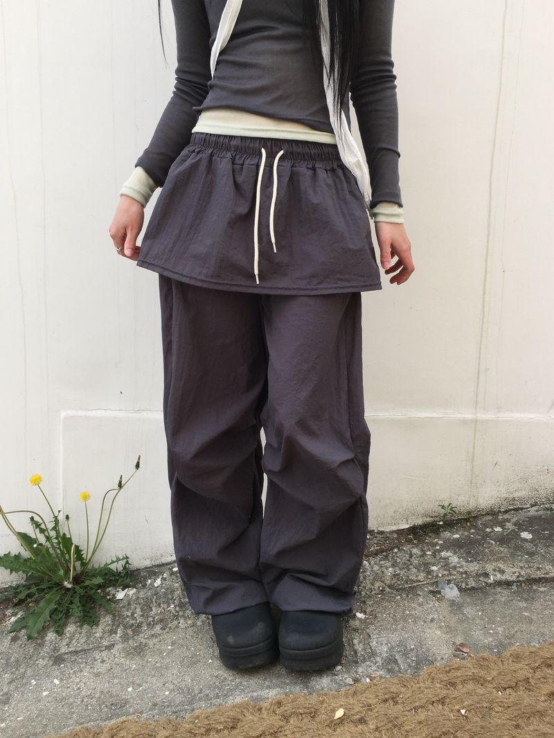 High Parachute Nylon Skirt Pants (3c)