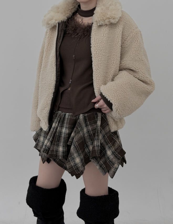 Reversible Fur Collar Quilted Dumble Jumper