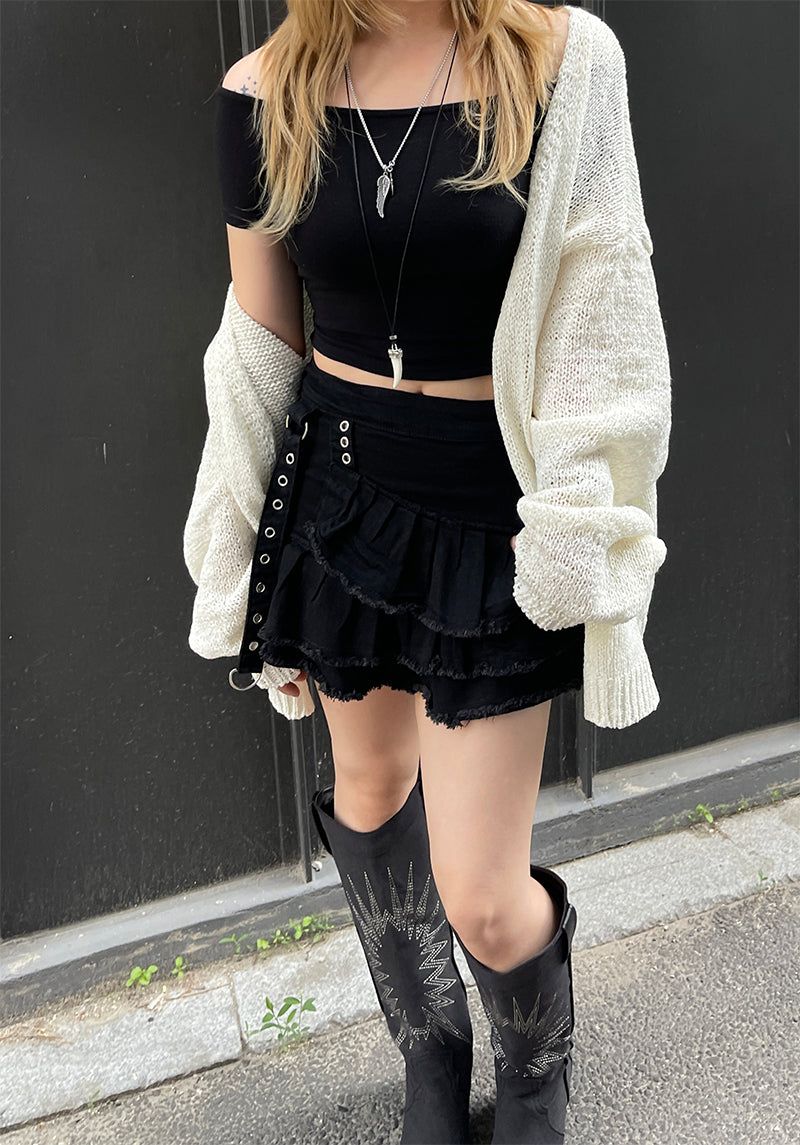 Cropped off-shoulder T-shirt