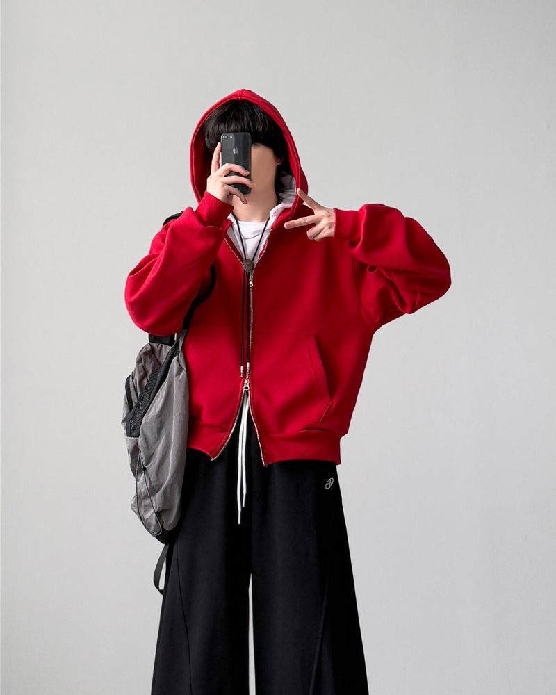 Bonded Crop Hood Zip-Up