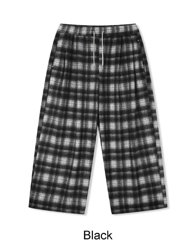 Kale Check Wide Banding Pants