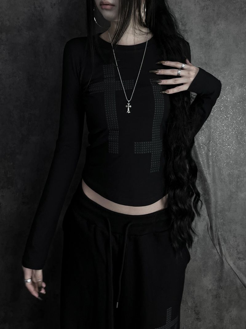 cross square stud T (2color)