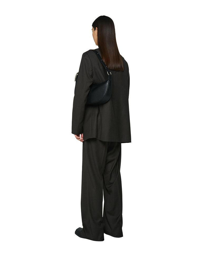 H-Buckle Soft Leather Hobo Bag (black)