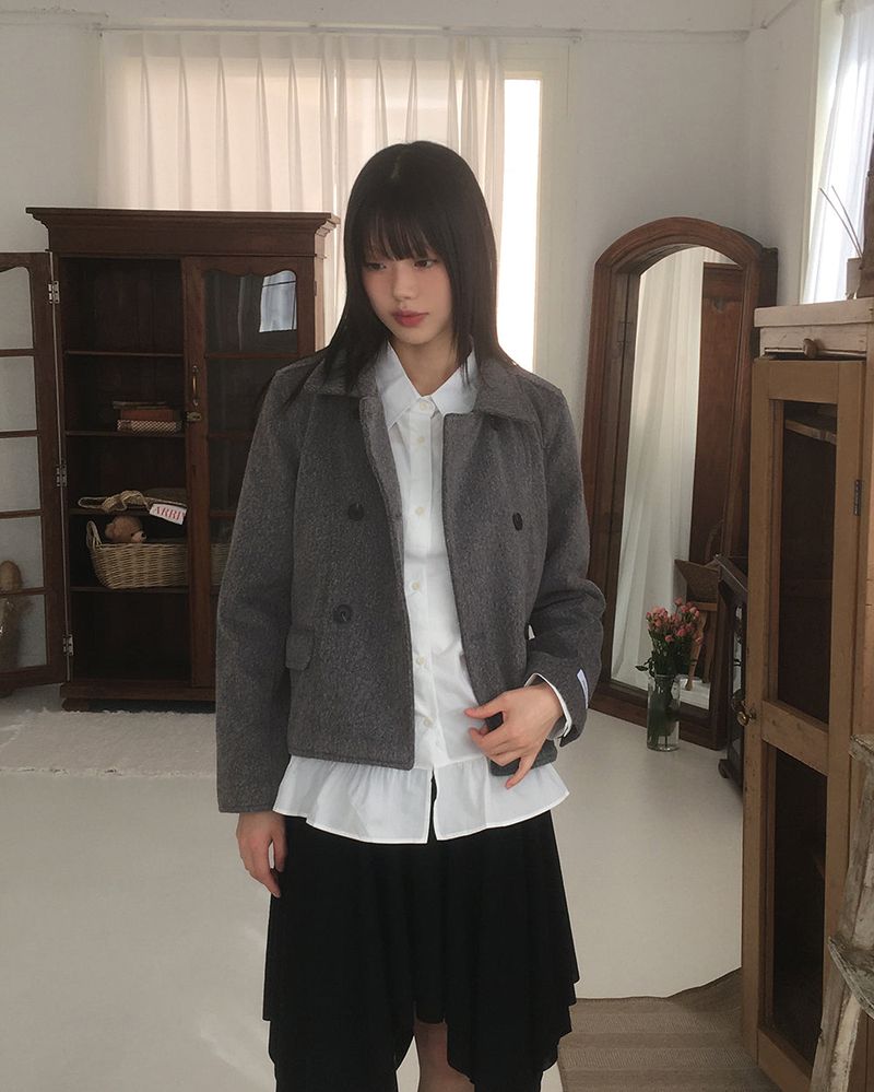 Romkin incision collar short jacket coat