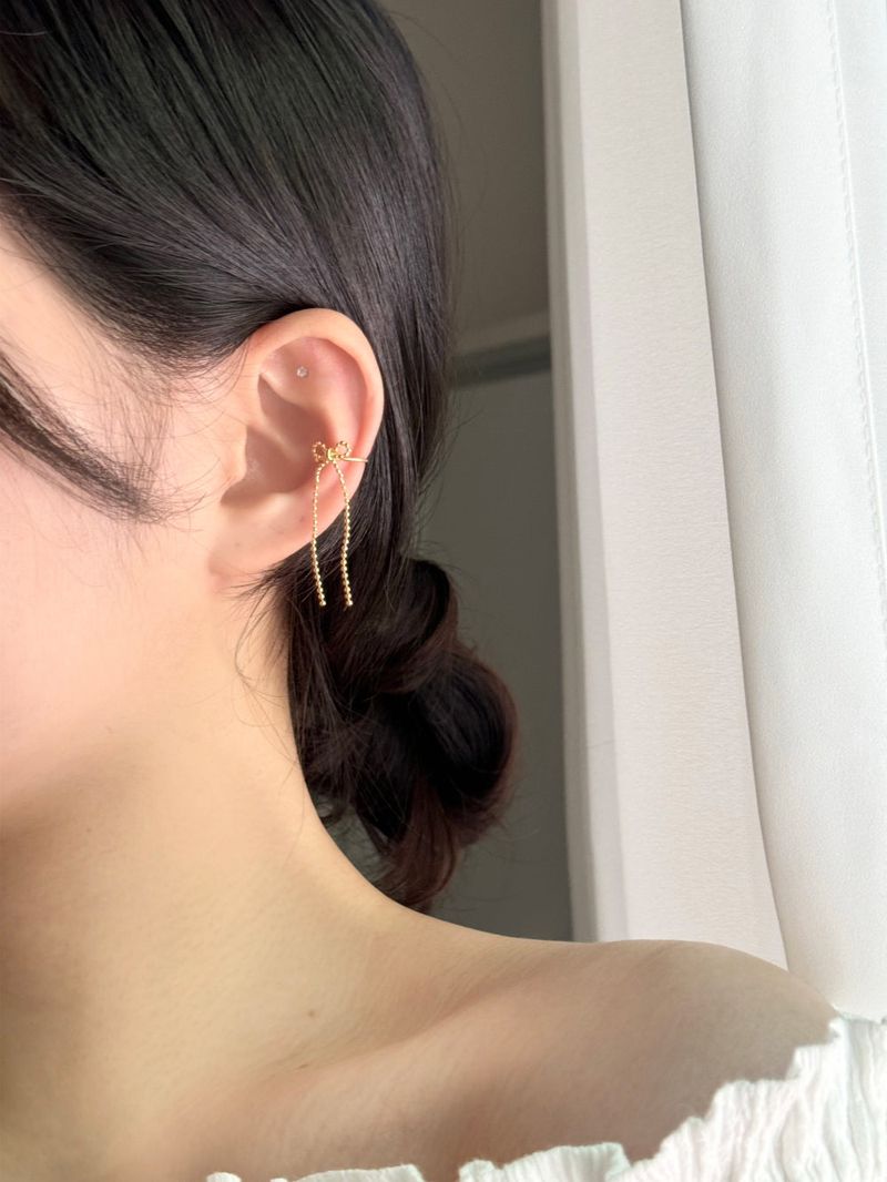 Drop ribbon ear cuff / 3 colors / Ballet core lovely