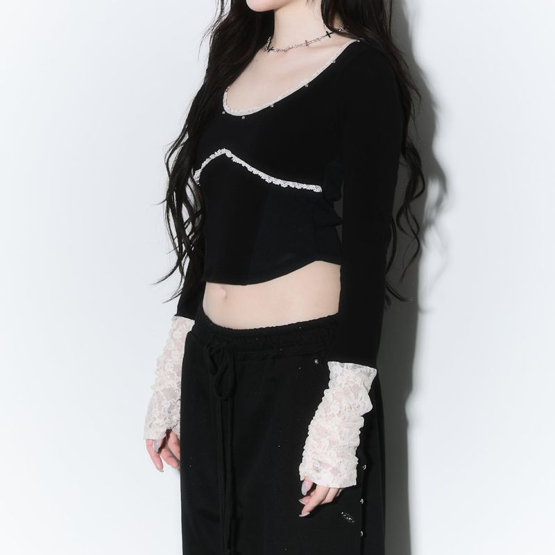(2nd reorder) corset stud long sleeve - black