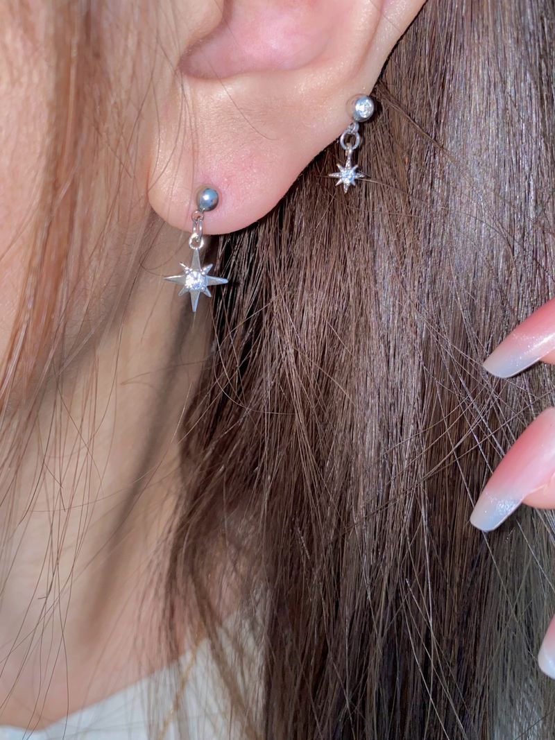 cubic square star earring