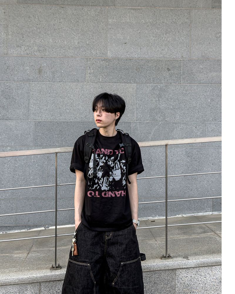 Touch Graphic Oversized Half T-Shirt