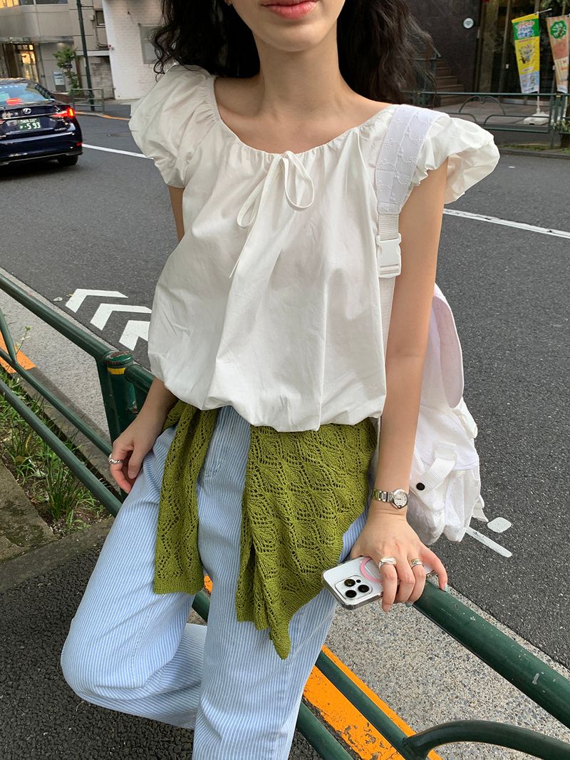 [MADE] Weare Ribbon Puff Blouse