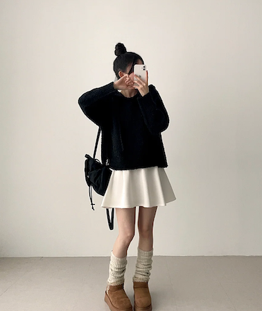 Lorton Wool Pin Tuck Flared Miniskirt