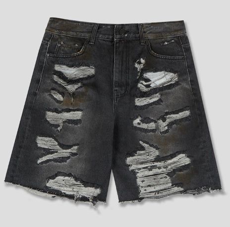 Tizzy Damage Black Denim Half Pants