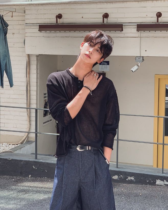 2PLAN(ツープラン)の「Aerin See-through Henley Neck Knit(Tops)」