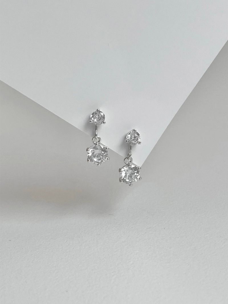 [silver 925] mini cubic earrings and necklace set