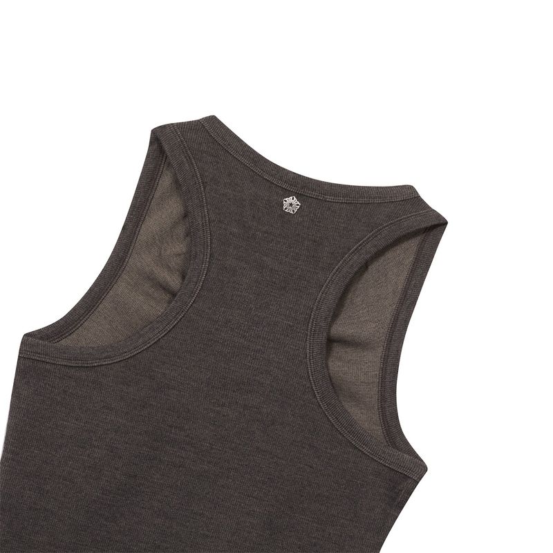 [ULKIN] Oval Cut-Out Tank Top_Brown