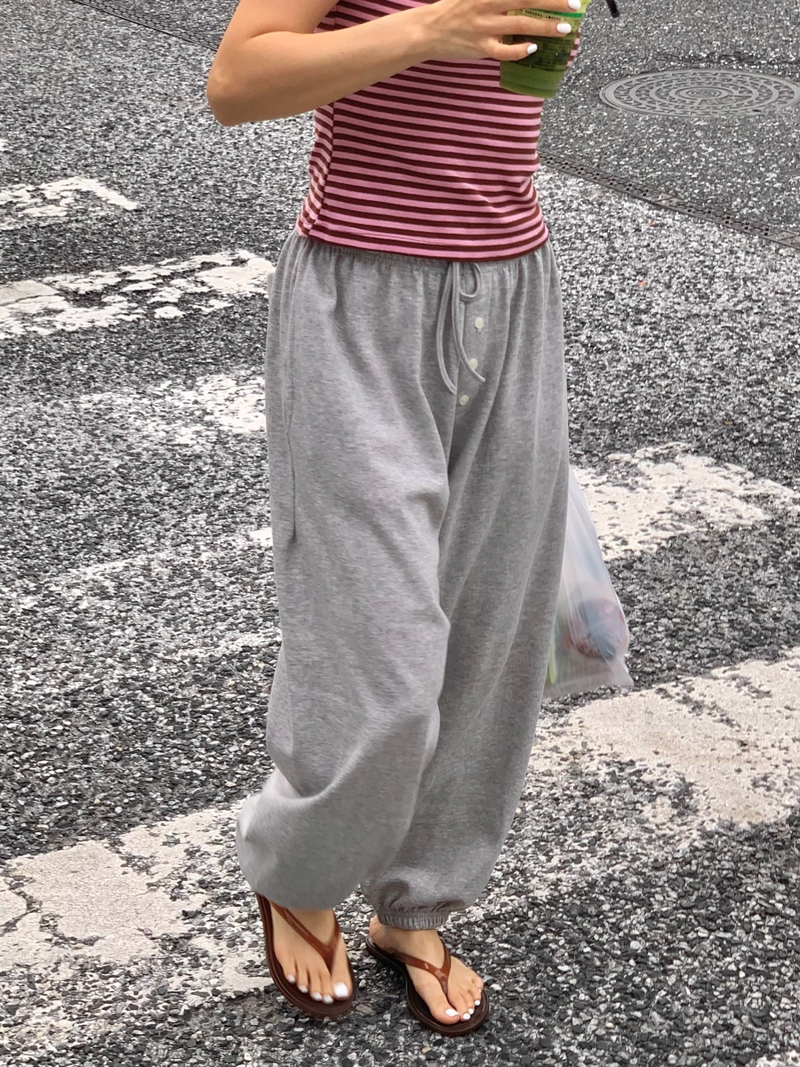summer button point jogger pants