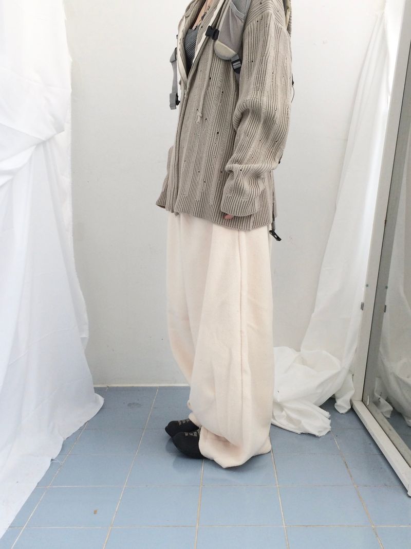 Punch Damage Hooded Knitwear Zip-Up