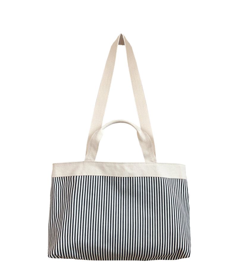 stripe reversible bag - deep black