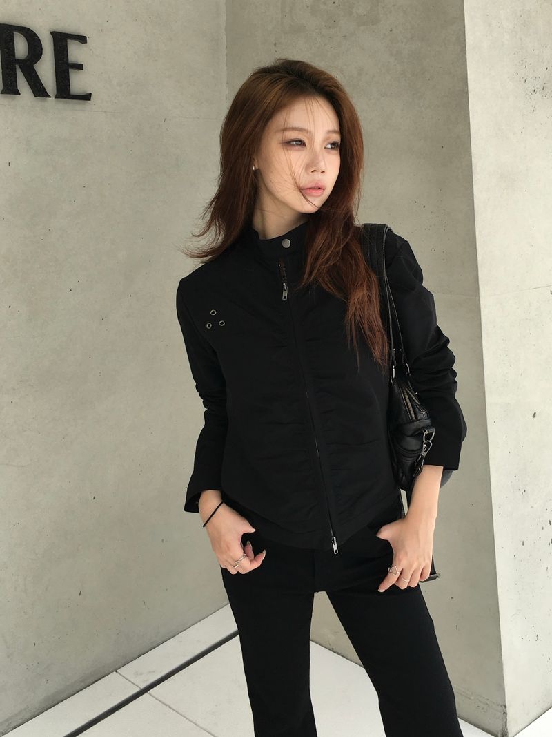 Rosy Shirring Cotton Rider Jacket (3c)