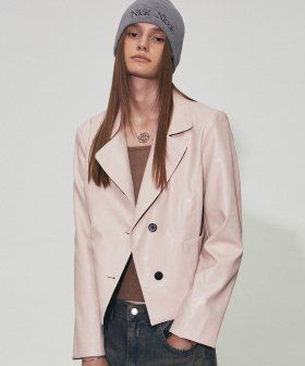 NICK&NICOLE(ニック&ニコール)の「MINIMAL SHORT LEATHER JACKET_BABY PINK(Jackets/Outerwear)」