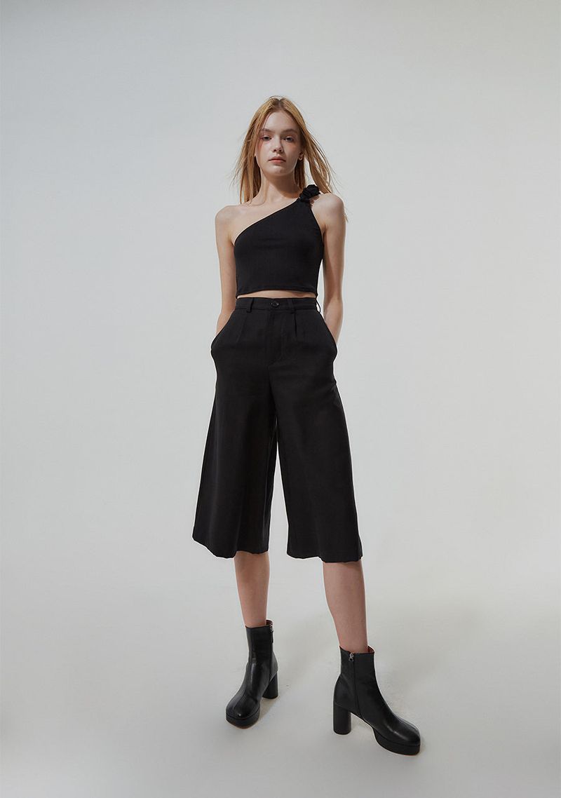 UNBALANCED WRINKLE TOP_BLACK