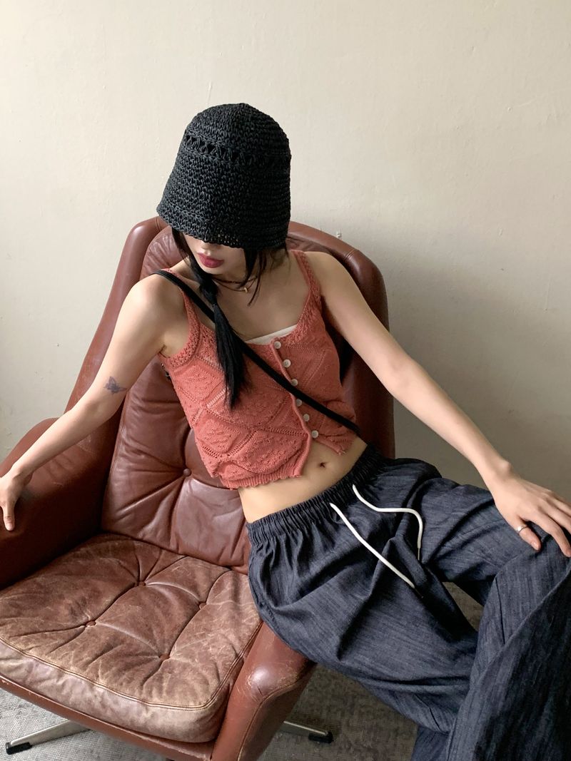 Wako summer straw bungee bucket hat