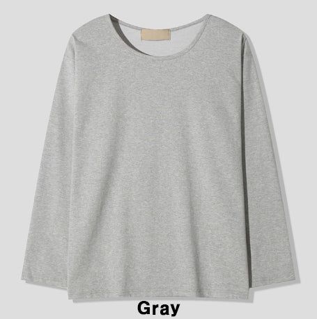 Neutral Basic U-Neck Long Sleeve T-Shirt