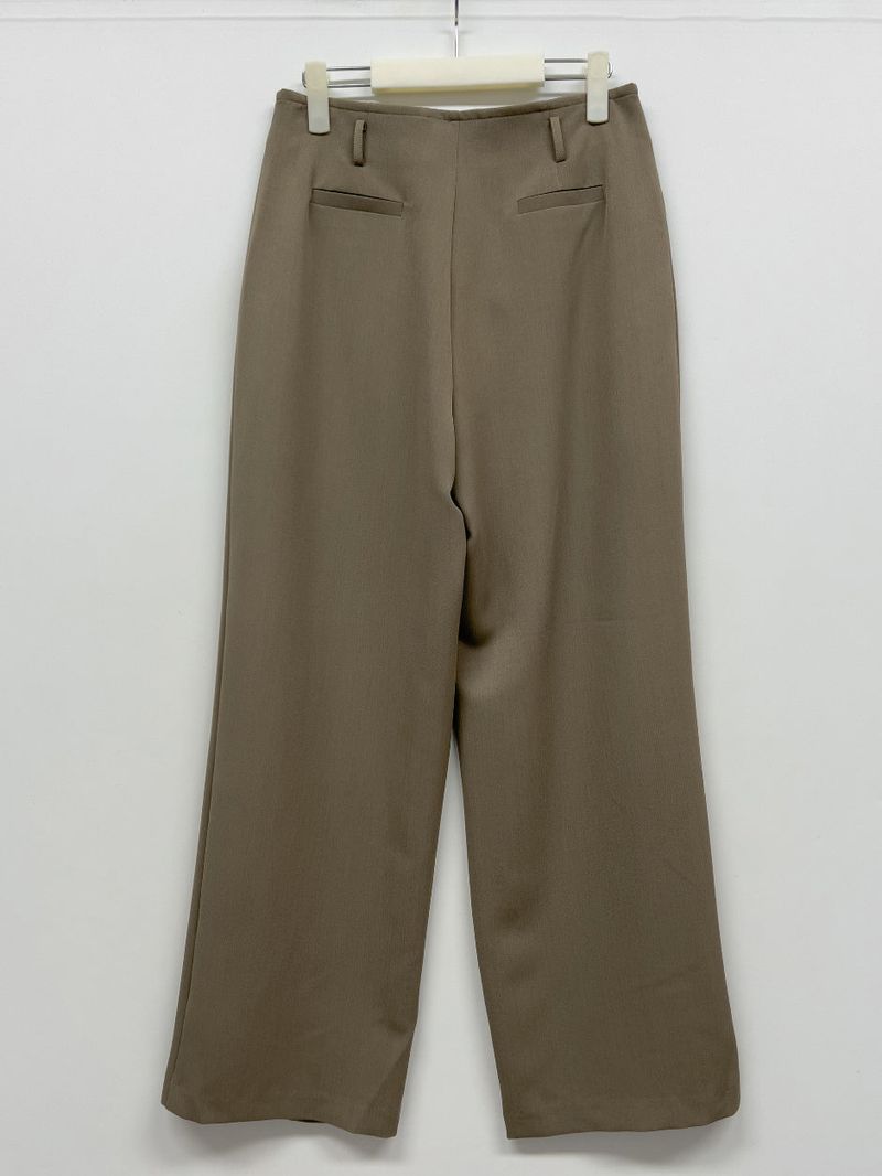 Marron Belted Two-Tuck Wide Slacks