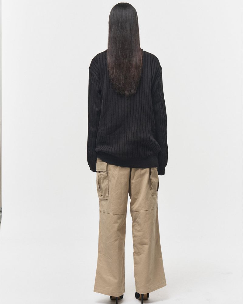 Bluesf merino wool henry neck knitwear - Black